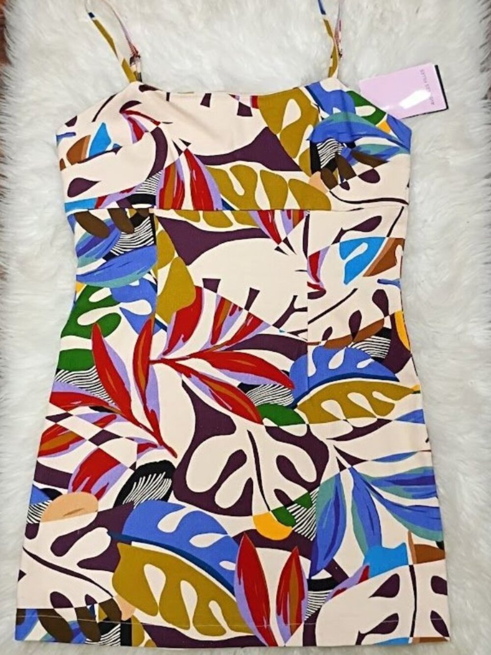 Avec Les Filles Size 12 Multicolored Sleeveless Mini Dress Resort Brunch Design - Picture 3 of 9
